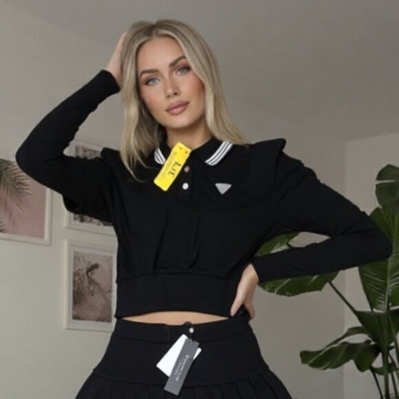 NWT Lizette Collection Polo Top Rhinestone Logo Preppycore Tenniscore Y2K - Picture 10 of 16